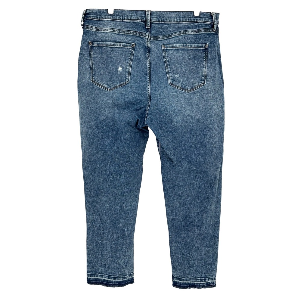 a.n.a High-Rise Straight Jeans Blue Distressed Raw Hem Size 18 - Picture 2 of 9